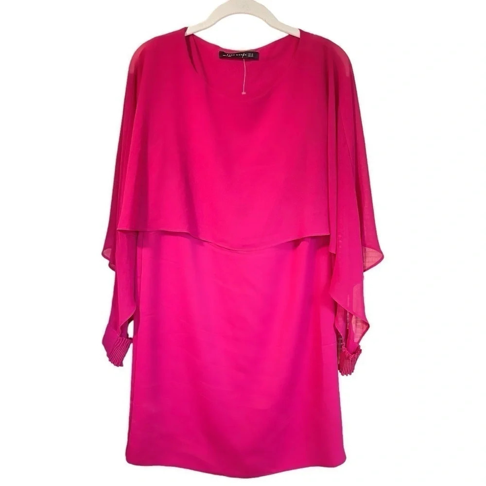 SALE! $5 Items Zara Women Long Sleeve Dress Elegant Round Neck Pink XS S
